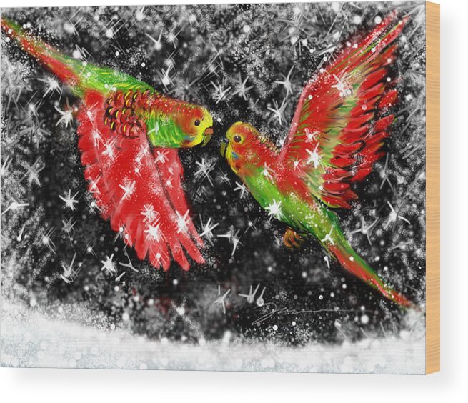 Christmas Wood Print featuring the painting The Christmas Keets by Jean Pacheco Ravinski