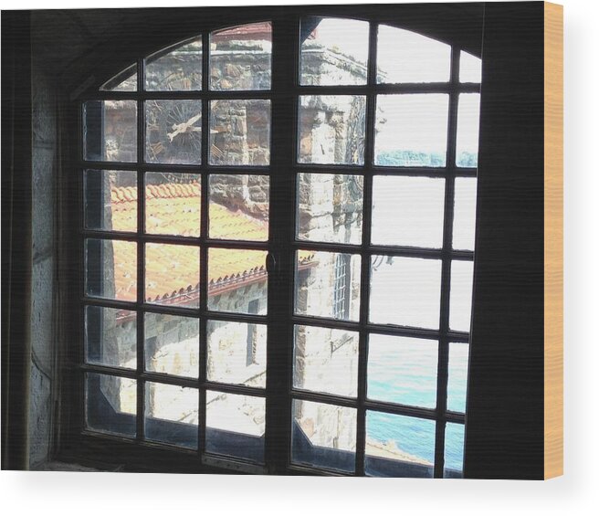 Windows Wood Print featuring the photograph The Clock Tower from the Game Room Singer Castle by Alan Lakin
