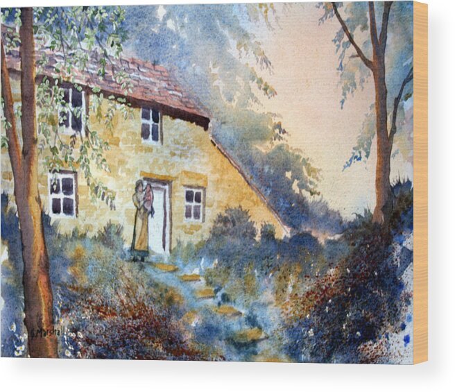 Landscape Wood Print featuring the painting The Dwelling at Hawnby by Glenn Marshall