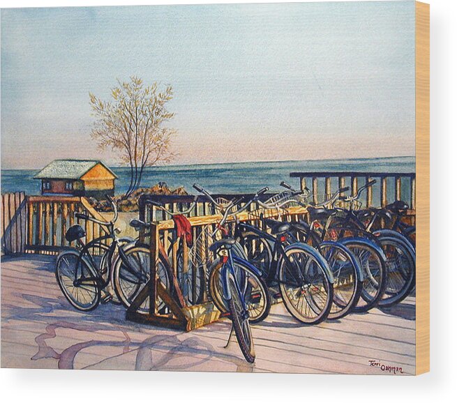 Bike Painting Wood Print featuring the painting The Forgotten Sweater by Terri Meyer
