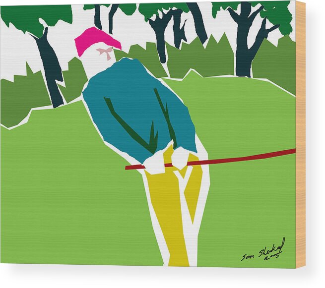 Golf Wood Print featuring the digital art The Game by Sam Shacked