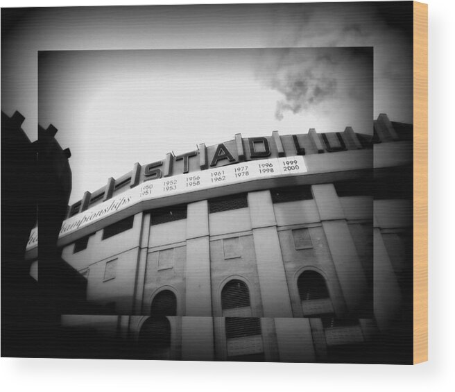 Yankee Stadium Wood Print featuring the photograph The House That Ruth Built b/w collage by Aurelio Zucco