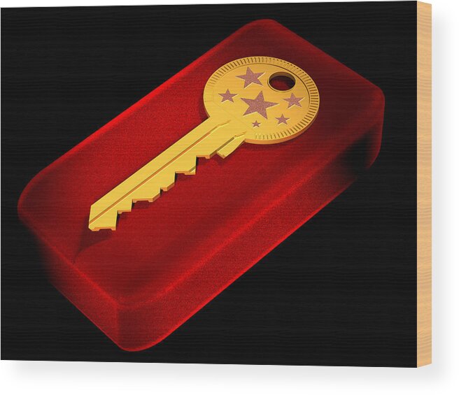 Key Wood Print featuring the digital art The Key to Happiness by Andreas Thust