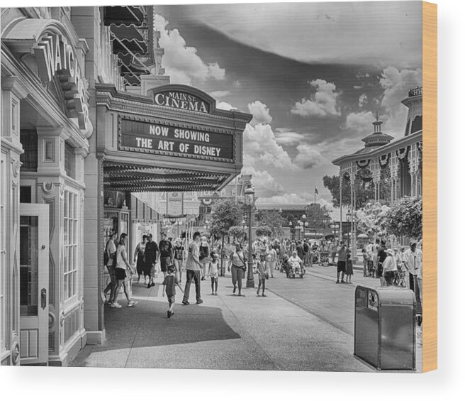 Disney Wood Print featuring the photograph The Main Street Cinema by Howard Salmon