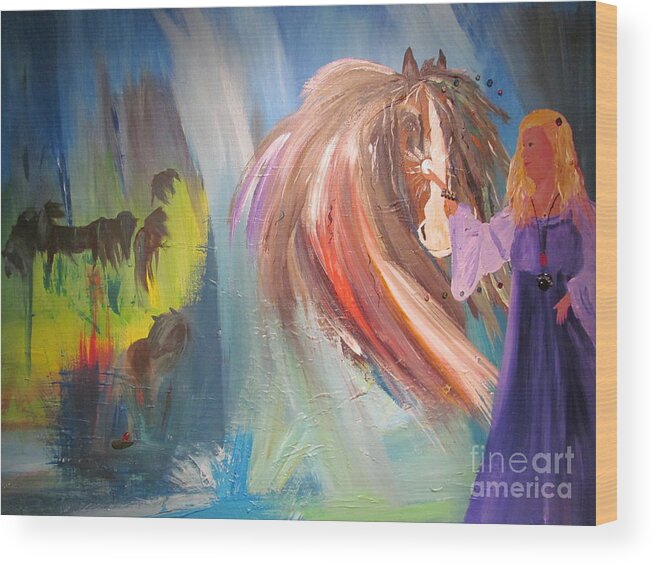 Horses Wood Print featuring the painting The Majik of Horses by Susan Voidets