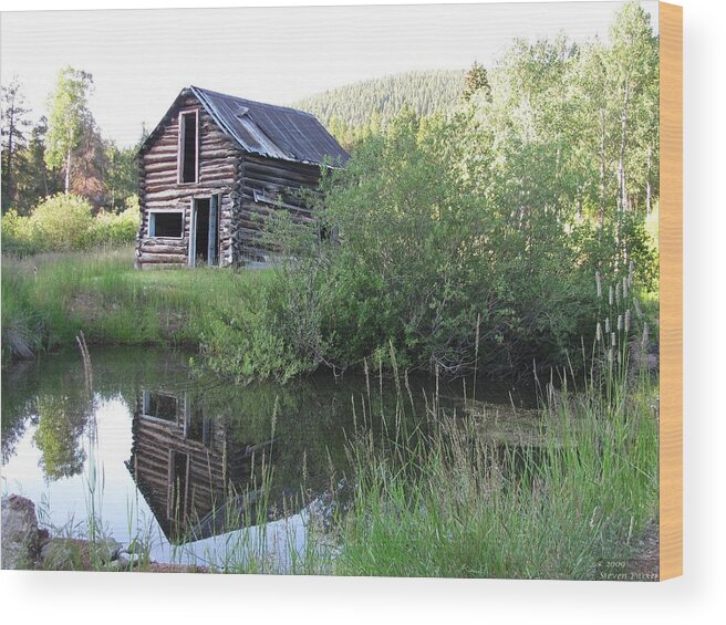 Outdoors Wood Print featuring the photograph The Old Cabin by Steven Parker
