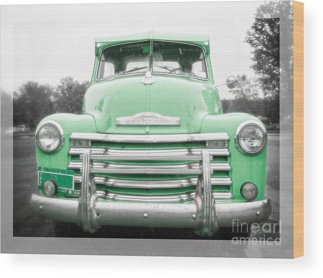Chevy Wood Print featuring the photograph The Old Green Chevy Pickup Truck by Edward Fielding