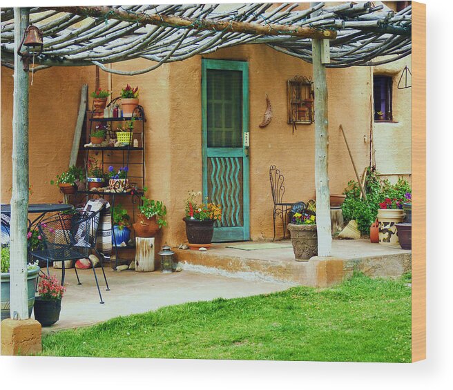 Southwest Wood Print featuring the photograph Old Taos Guesthouse by Carl Sheffer