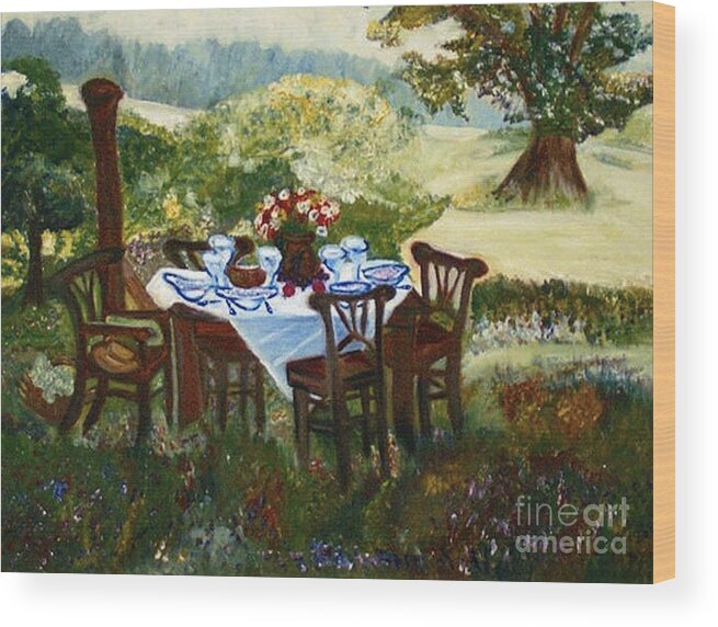 International Art Collectors Wood Print featuring the painting The Outdoor Gathering by Helena Bebirian