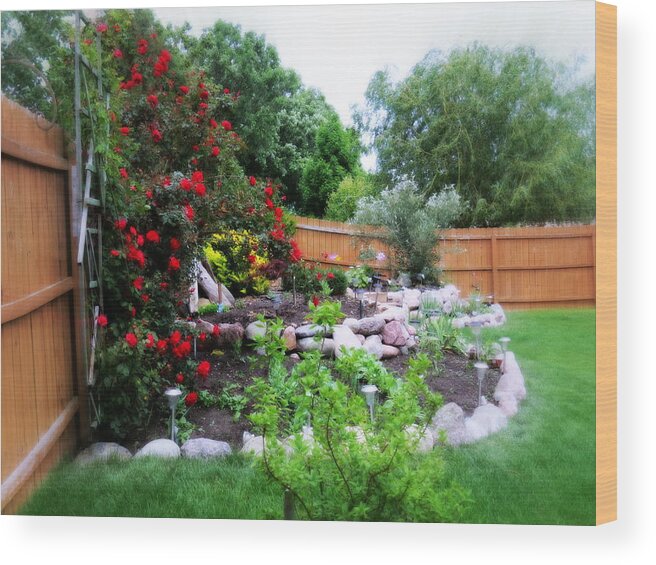 Landscaped Wood Print featuring the photograph The Roses Are Blooming by Kay Novy