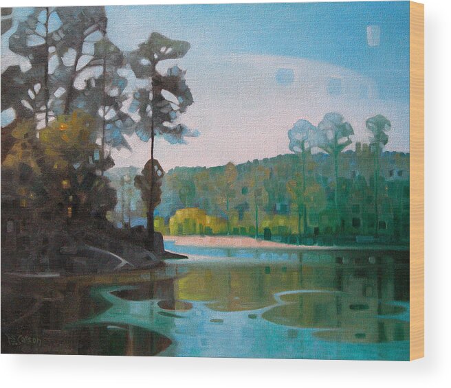 Landscape Wood Print featuring the painting The Shores of Lake Martin by T S Carson