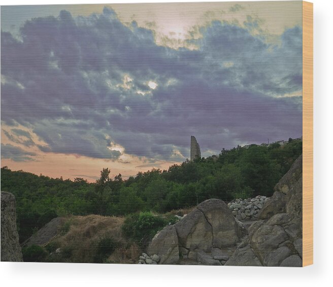 Perperikon Wood Print featuring the photograph The tower by Eti Reid