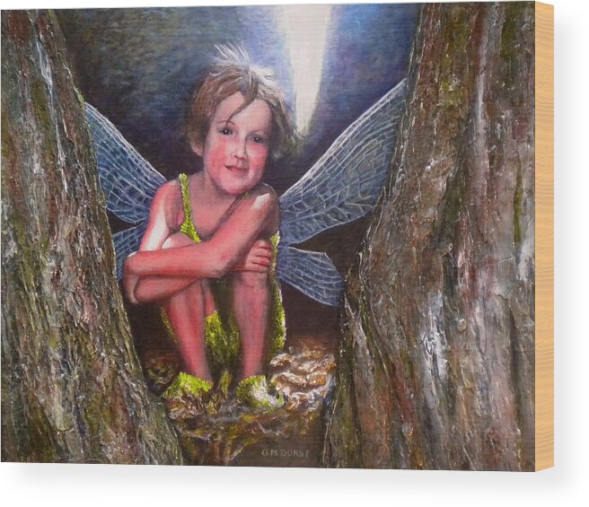 Girl Wood Print featuring the painting The Tree Fairy by Michael Durst