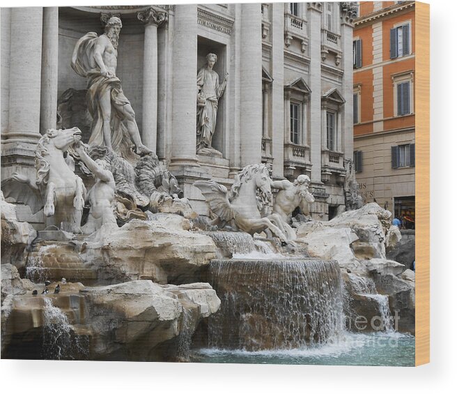 Rome Wood Print featuring the photograph The Trevi Fountain by Elizabeth M