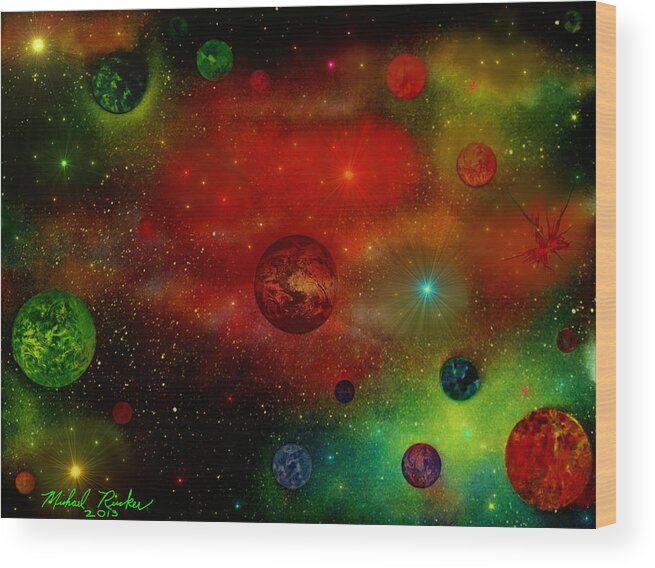 Universe Wood Print featuring the painting The Universe by Michael Rucker
