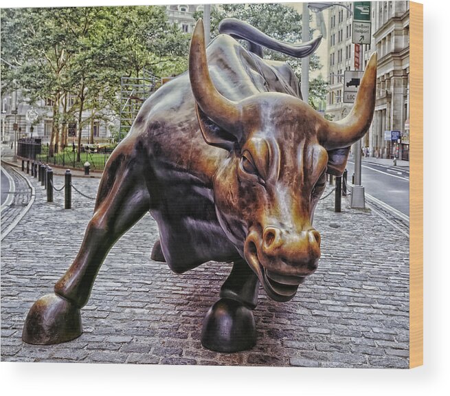 Wall Street Wood Print featuring the photograph The Wall Street Bull #2 by Mountain Dreams