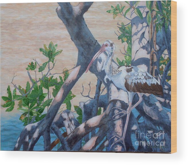 Ibis Wood Print featuring the painting Three Critters by Sandra Williams