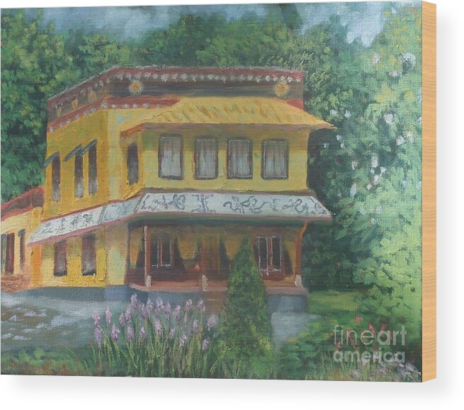  Wood Print featuring the painting Tibetan Monastery by Ronald Bowles