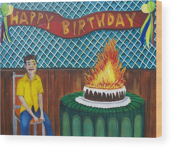 Circus Wood Print featuring the painting Tillies Last Birthday Party by Patricia Arroyo