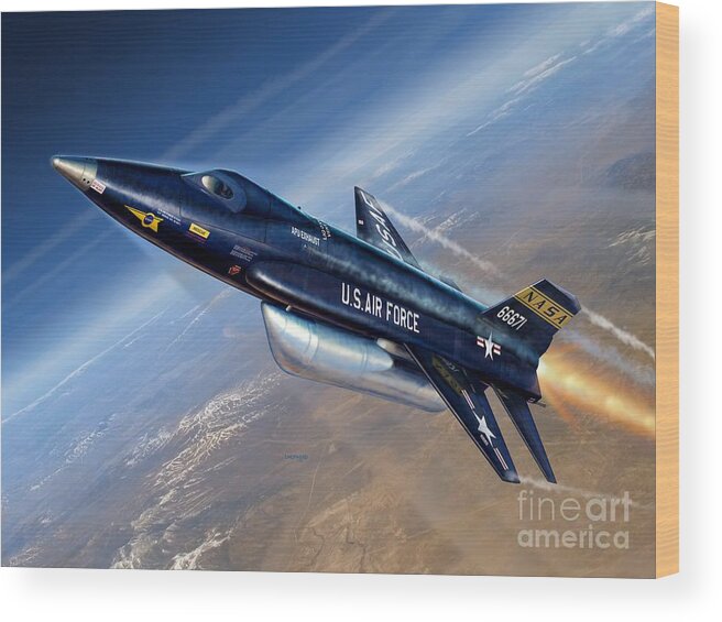 X-15 Wood Print featuring the digital art To The Edge of Space - The X-15 by Stu Shepherd