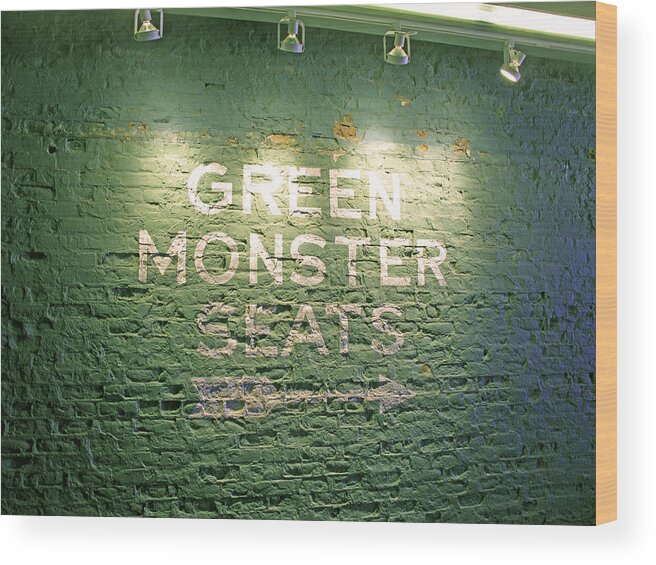 Sign Wood Print featuring the photograph To the Green Monster Seats by Barbara McDevitt