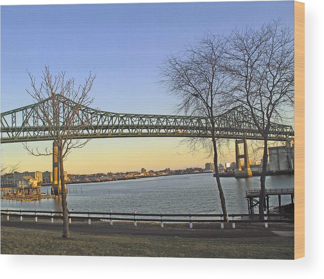 Mystic River Wood Print featuring the photograph Tobin Bridge by Barbara McDevitt