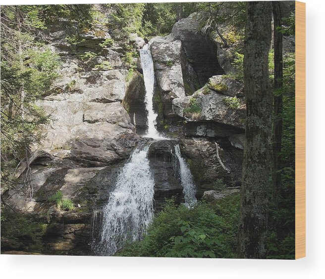 Falls Wood Print featuring the photograph Top of Kent Falls by Nina Kindred