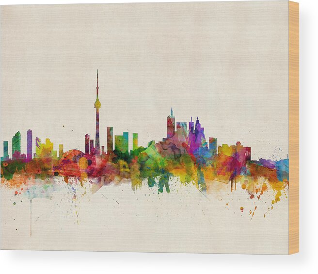 Toronto Wood Print featuring the digital art Toronto Skyline by Michael Tompsett