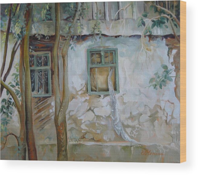 House Wood Print featuring the painting Traces of time by Elena Oleniuc