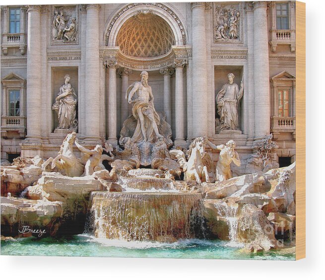 Trevi Fountain Wood Print featuring the photograph 3 Coins Trevi. Rome by Jennie Breeze