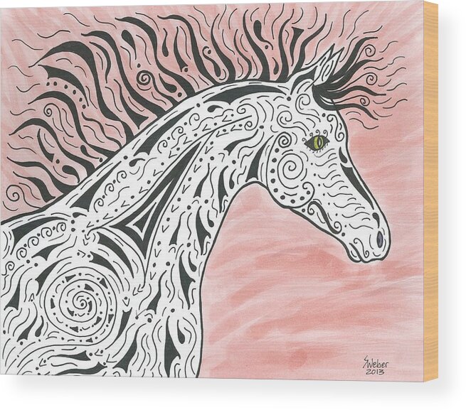 Horse Wood Print featuring the painting Tribal Spirit Wind by Susie WEBER