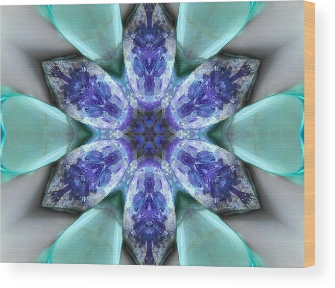 Mandalas Wood Print featuring the digital art Turquoise Amethyst Star Mandala by Diane Lynn Hix
