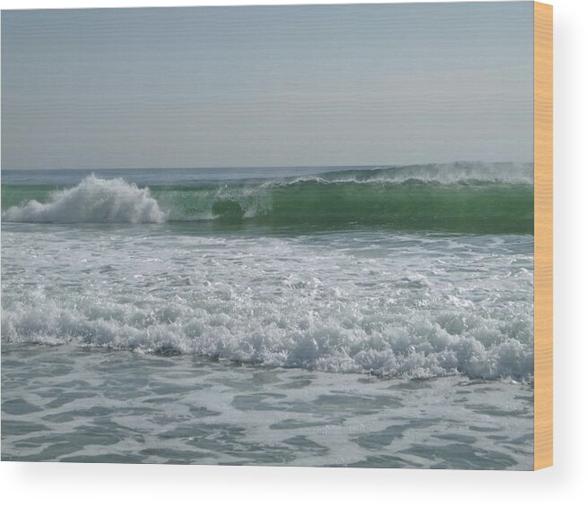 Landscape Wood Print featuring the photograph Two green waves by Ellen Paull