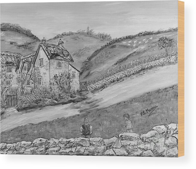 �black And White� Wood Print featuring the painting Un pomeriggio d'estate by Loredana Messina