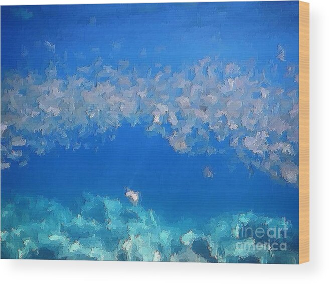 Blue Wood Print featuring the painting Underwater by Duygu Kivanc