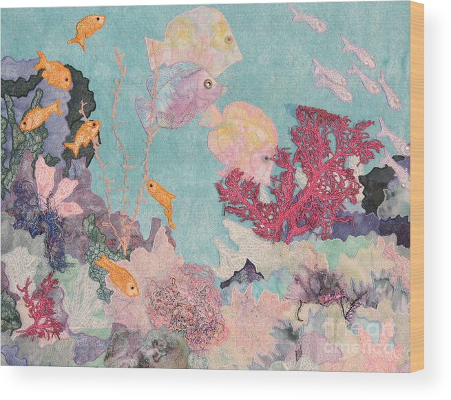 Underwater Scene Wood Print featuring the tapestry - textile Underwater Splendor by Denise Hoag