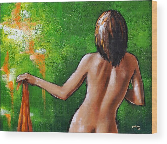 Nude Wood Print featuring the painting Undressed by Glenn Pollard