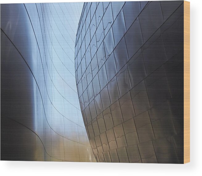 Abstract Wood Print featuring the photograph Undulating Steel by Rona Black