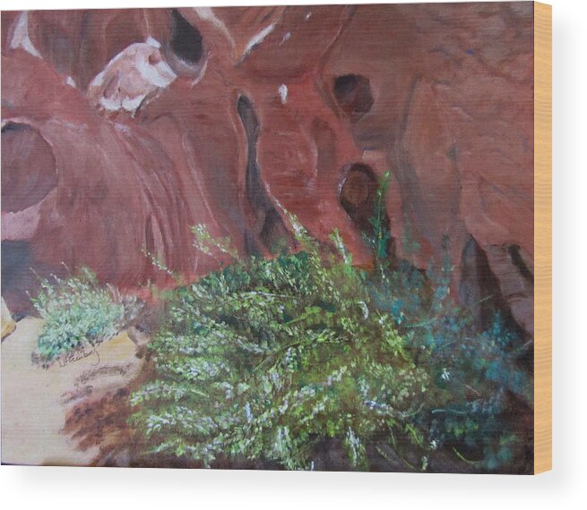 Nevada Wood Print featuring the painting Valley of Fire State Park by Linda Feinberg