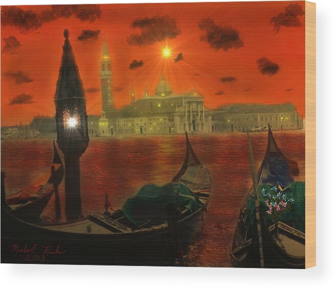 Italy Wood Print featuring the digital art Venice - Italy by Michael Rucker