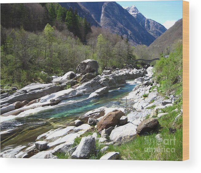 Switzerland Wood Print featuring the photograph Verzasca Valley Switzerland by Amanda Mohler