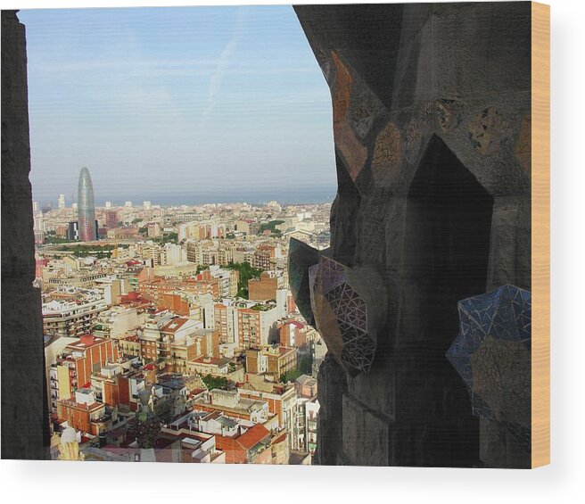 Barcelona Wood Print featuring the photograph View of Barcelona from Sagrada Familia by Jacqueline M Lewis