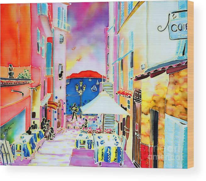 South France Wood Print featuring the painting Villefranche by Hisayo OHTA