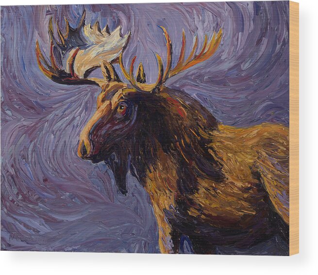 Oil Wood Print featuring the painting Vincent Van Moose by Mary Giacomini