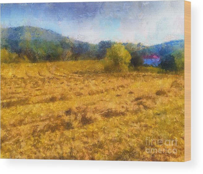 Barn Wood Print featuring the painting Virginia Fields by Teri Atkins Brown