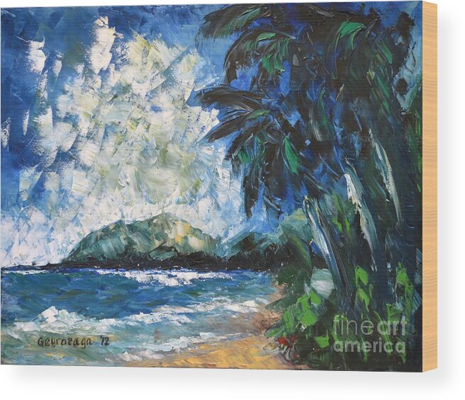 Seascape Wood Print featuring the painting Waimanalo by Larry Geyrozaga