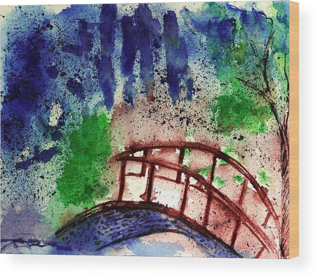 Bridge Wood Print featuring the painting Walk in the Spring by Shelley Bain