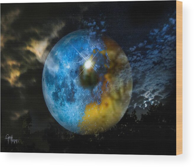 Moon Wood Print featuring the photograph Watching Over Us by Glenn Feron