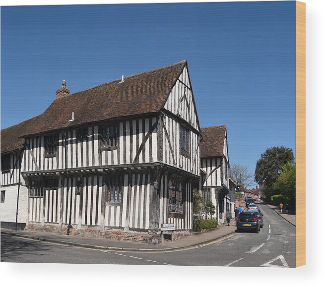 Pedestrian Wood Print featuring the photograph Water Street and Lady Lane in Lavenham, Suffolk by Whitemay