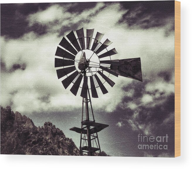 Water Wood Print featuring the photograph Water Windmill by Patricia Januszkiewicz